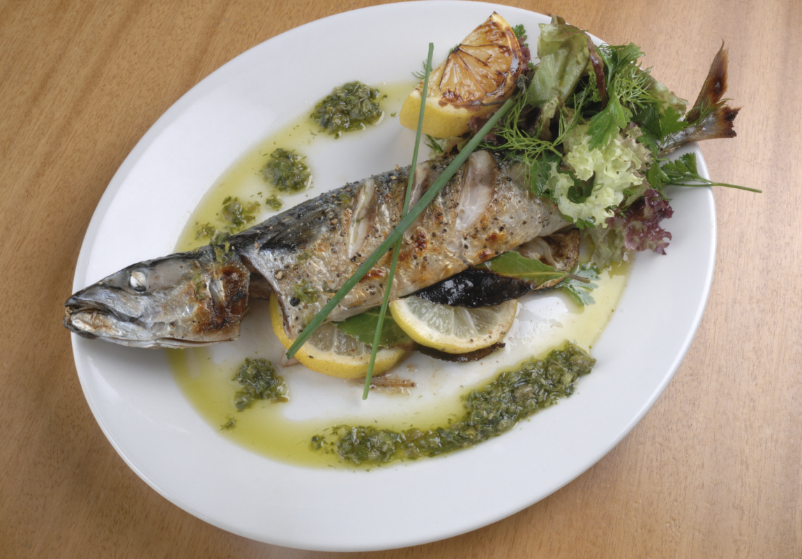 Fried Blue Mackerel with Lemon Salad